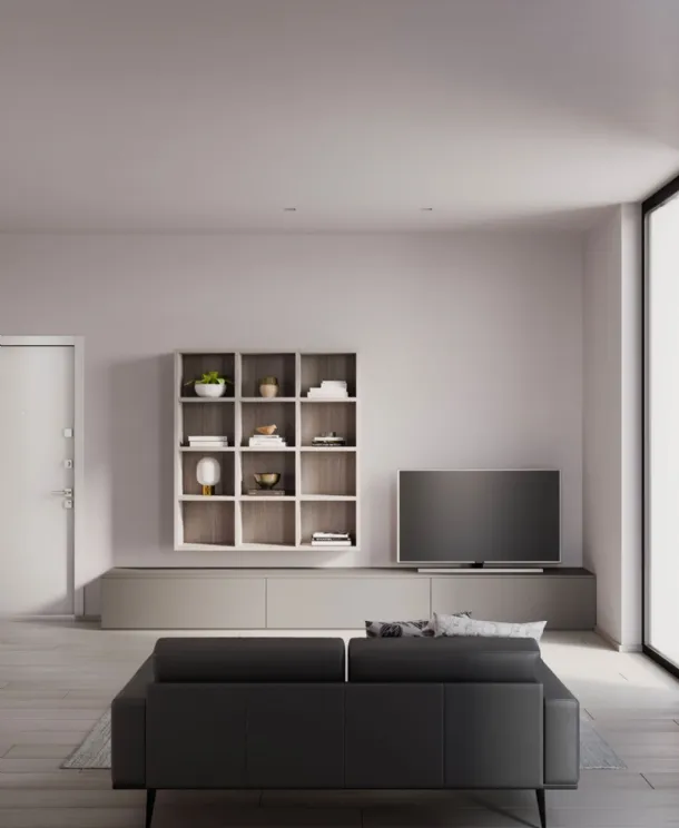 Parete Attrezzata Living con libreria sospesa di Nardi Interni