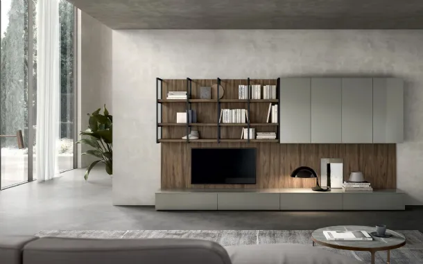 Parete Attrezzata Living Time 02 in laccato e legno di Arredo3