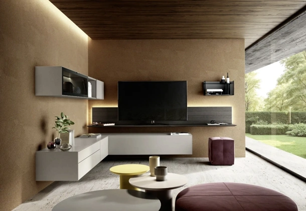 Parete Attrezzata angolare Domino 05 di Sangiacomo