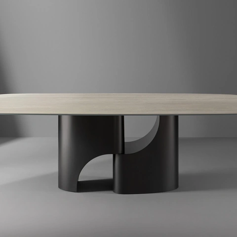 Tavolo Taijitu con top in ceramica di Bonaldo