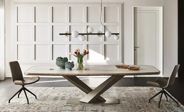 Tavolo rettangolare in ceramica con angoli arrotondati Stratos Keramik Premium di Cattelan Italia