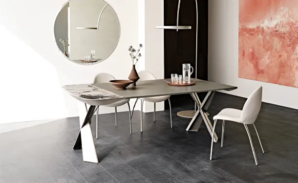 Consolle allungabile con piano in ceramica e base in metallo Terminal Keramik Drive di Cattelan Italia