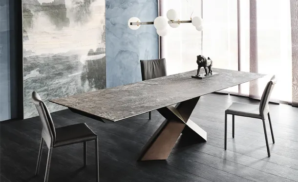 Tavolo allungabile con piano in ceramica Tyron Keramik Drive di Cattelan Italia