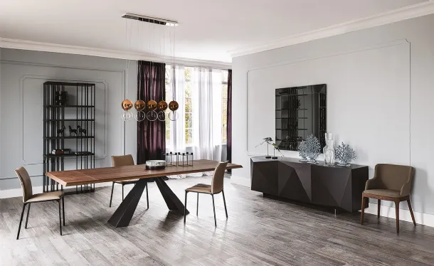 Tavolo allungabile in legno di noce e gambe in acciaio Eliot Wood Drive di Cattelan Italia