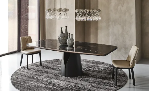 Tavolo in ceramica con base rotonda in acciaio Giano Keramic Premium di Cattelan Italia