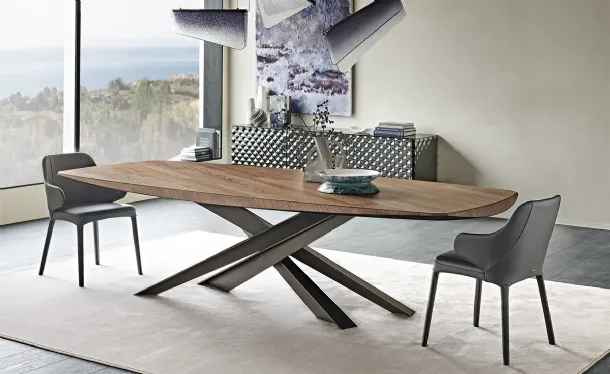 Tavolo rettangolare con piano in legno pregiato Lancer Wood di Cattelan Italia