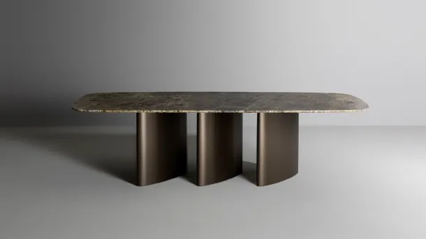 Tavolo Louver con top in marmo di Bonaldo