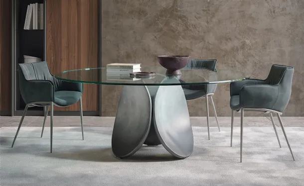Tavolo scultura rotondo in vetro trasparente Maxim di Cattelan Italia