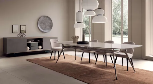 Tavolo P016 con top in ceramica di Presotto