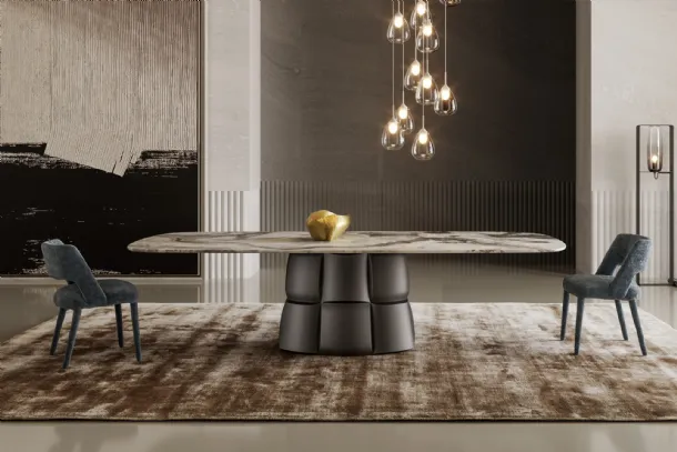 Tavolo Palazzo con top in marmo e base in poliuretano di Bonaldo