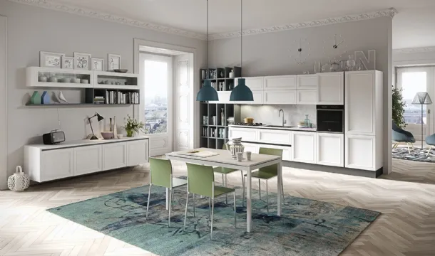 Cucina Classica lineare Magistra in Frassino laccato Bianco di Aran
