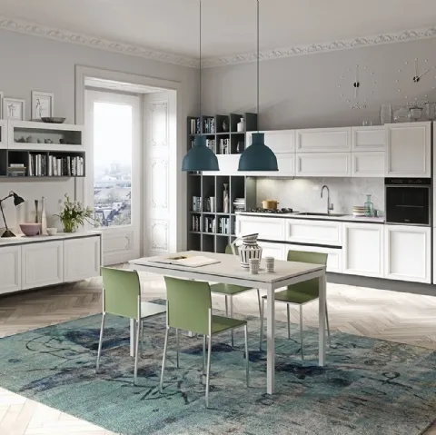 Cucina Classica lineare Magistra in Frassino laccato Bianco di Aran