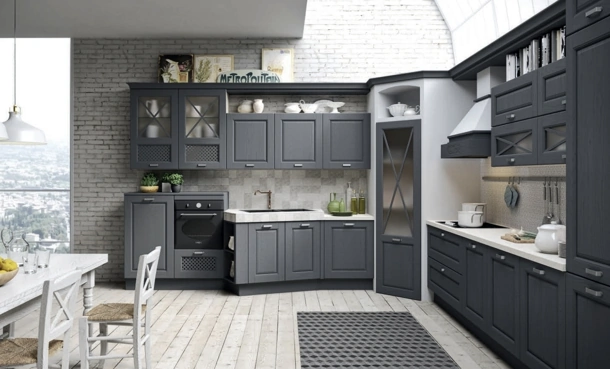 Cucina Classica angolare Bellagio in Frassino Antracite di Aran