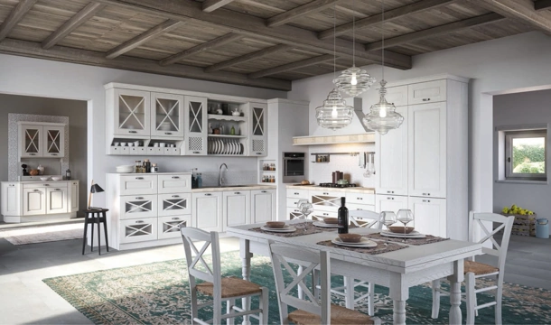 Cucina Classica angolare Bellagio in Frassino tinto Corda decapé di Aran