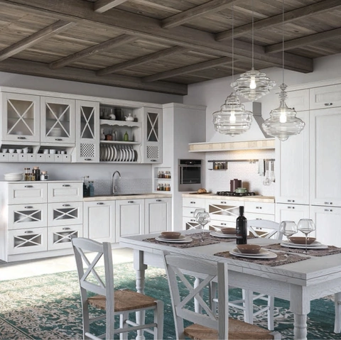 Cucina Classica angolare Bellagio in Frassino tinto Corda decapé di Aran