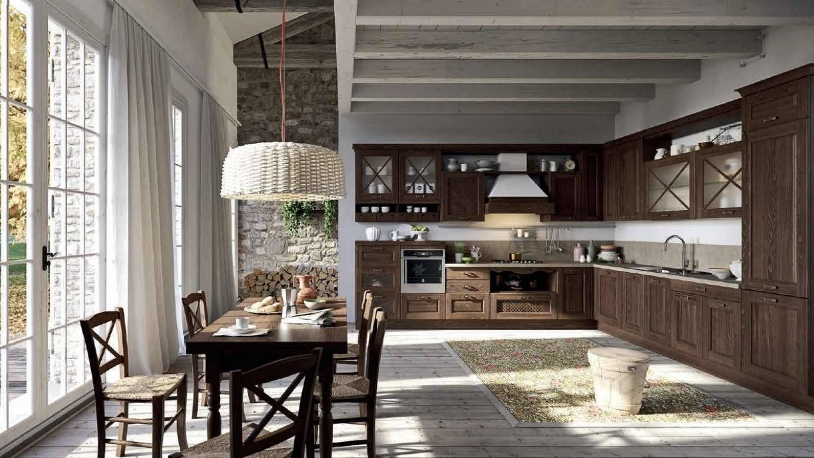 Cucina Classica Bellagio angolare in Frassino tinto Noce di Aran