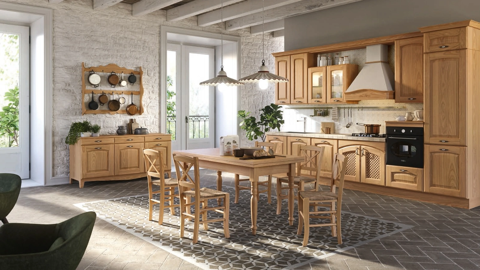 Cucina Classica lineare Trevi in Castagno naturale di Aran