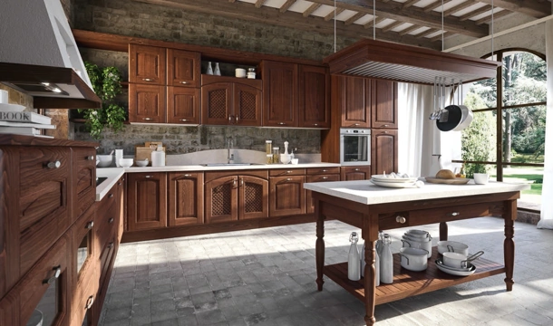 Cucina Classica Trevi angolare Trevi in Castagno tinto Noce di Aran