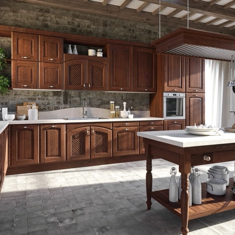Cucina Classica Trevi angolare Trevi in Castagno tinto Noce di Aran