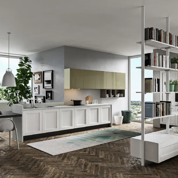 Cucina Classica angolare Melograno in Rovere tinto Avorio di Composit