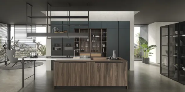 Cucina Design in laccato con isola in essenza Lab13 Kitchen 02 di Aran