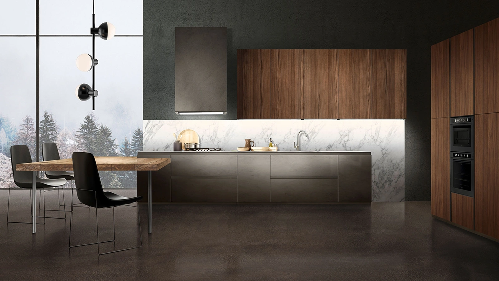 Cucina Design Linea Pure con penisola di Composit