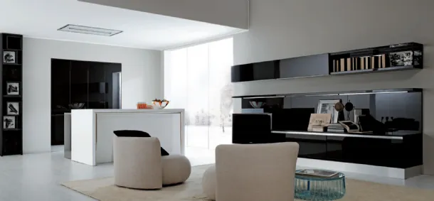 Cucina Design con isola Met Cover in Laminato Bianco di Aran