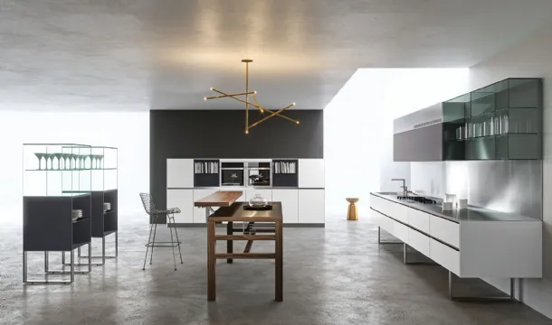 Cucina Design ad angolo Sipario in Fenix Alaska e Grigio Bromo di Aran