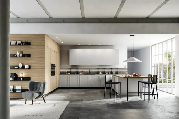 Cucina Moderna con penisola in Pet e laminato Alma 01 di Arredo3