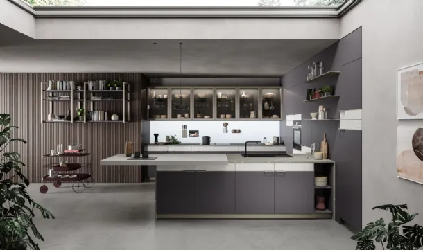 Cucina Moderna con penisola in laminato HPL Scacco Matto di Aran
