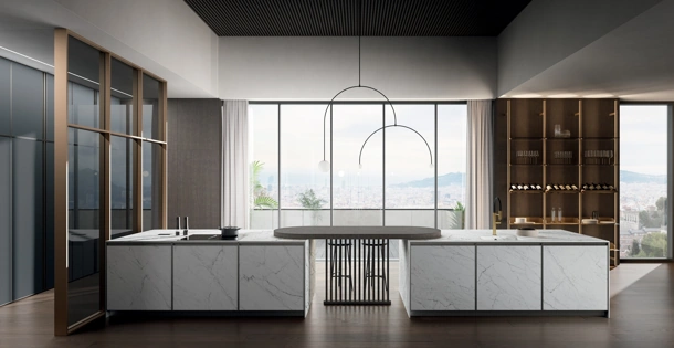 Cucina Moderna con penisola Kronos 01 in laminam di Arredo3