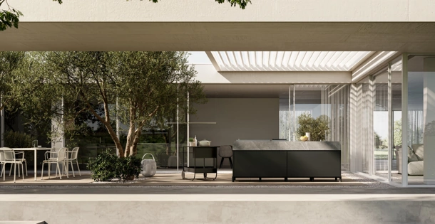Cucina Moderna outdoor Aura 01 in alluminio e pietra di Arredo3