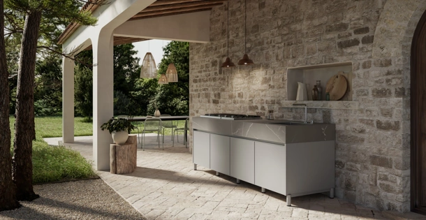 Cucina Moderna in alluminio per esterno Aura 02 di Arredo3