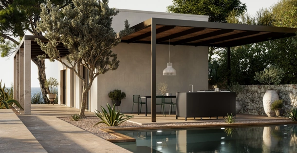 Cucina Moderna in alluminio per esterno Aura 03 di Arredo3