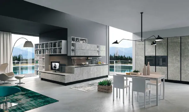 Cucina Moderna ad angolo Bijou in grès Zaha’s stone di Aran