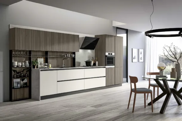 Cucina Moderna lineare in laccato e laminato Cloe 01 di Arredo3