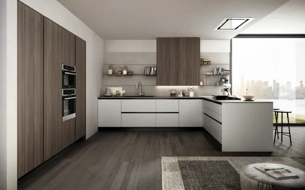 Cucina Moderna in laccato e laminato con penisola Cloe 06 di Arredo3