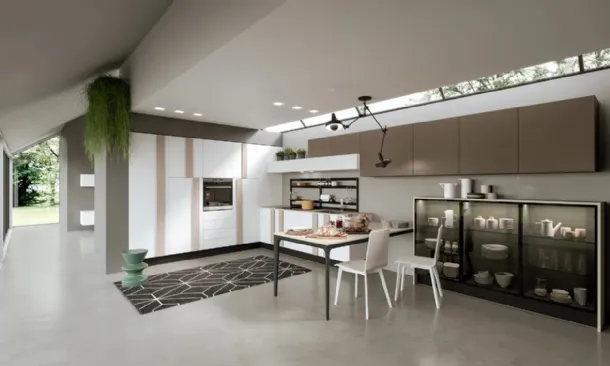 Cucina Erika in Bianco e Grigio quarzo di Aran