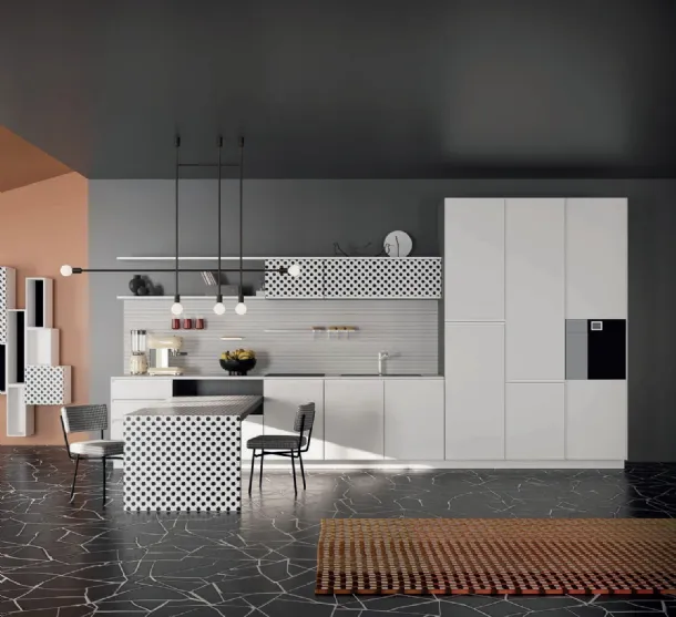 Cucina Moderna con penisola For Me Kitchen Nine B di De Rosso