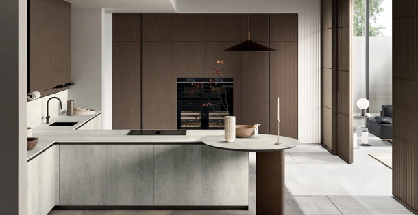 Cucina Moderna con penisola Glass 01 di Arredo3