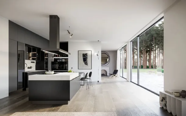 Cucina Moderna in laminato rovere con isola Kalì 11 di Arredo3