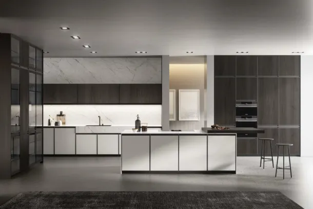 Cucina Moderna in Pet e rovere ebano con isola Kronos 02 di Arredo3