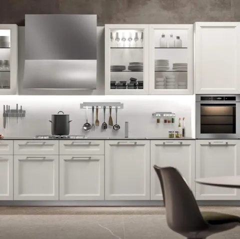 Cucina Moderna lineare Marilyn in laccato opaco Bianco di Composit