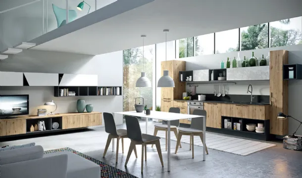 Cucina Moderna lineare Mia in LPL Rovere Nuova Zelanda di Aran