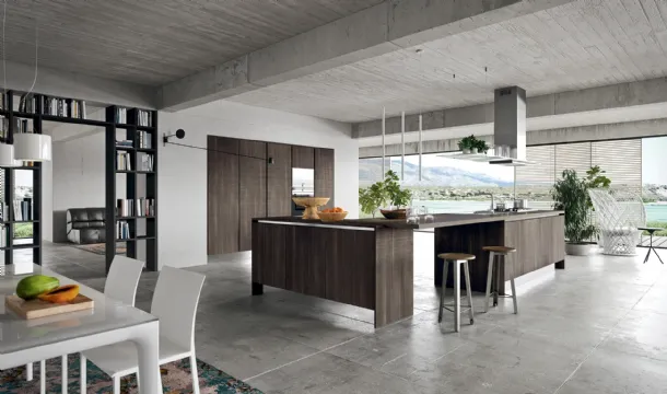 Cucina Moderna Mia in LPL Rovere con isola angolare di Aran