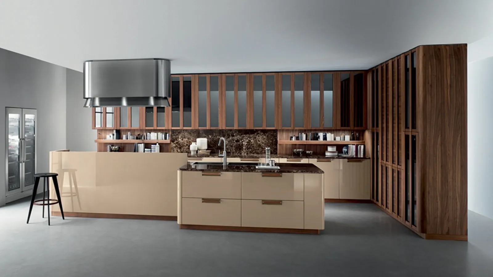 Cucina Moderna con isola Noisette Beige di Composit