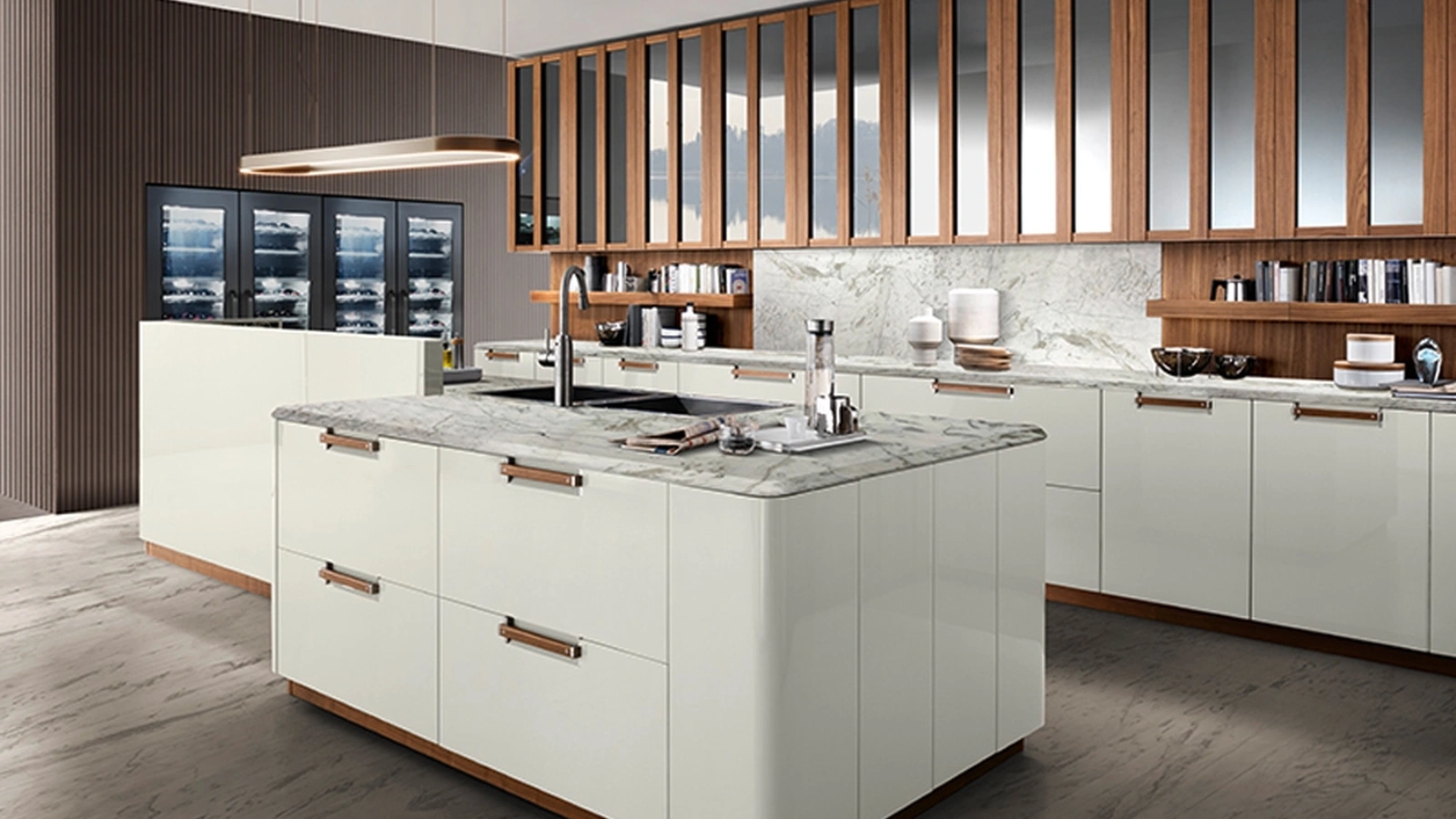 Cucina Moderna Noisette con penisola di Composit