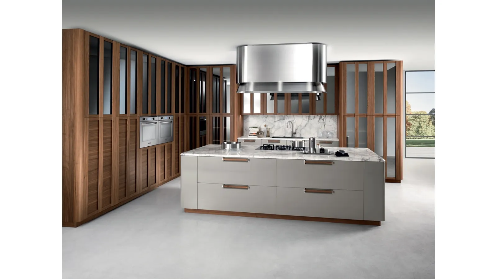 Cucina Moderna con isola Noisette Platino di Composit