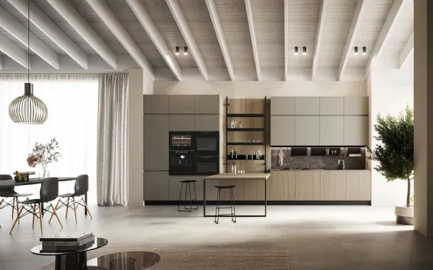 Cucina Moderna in laccato e laminato con penisola Wega 05 di Arredo3