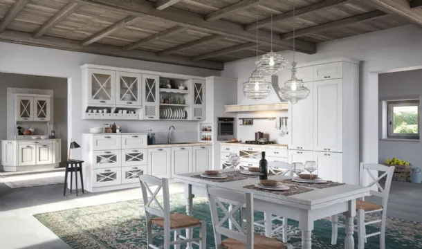 Cucina Shabby Chic angolare Bellagio in Frassino tinto Corda decapè di Aran